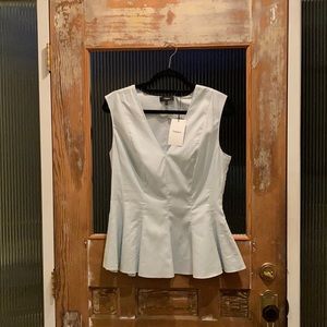 ‘Theory’ light ice blue, 100% cotton top.